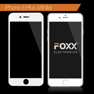 Iphone 6 Plus 6S Plus 55 Inch Tempered Glass Screen Protector FULL WIDTH with White edge - Excellent Fitting Premium 9H Glass Featuring Anti-scratch Anti-fingerprint Bubble Free Features By Foxx Electronics
