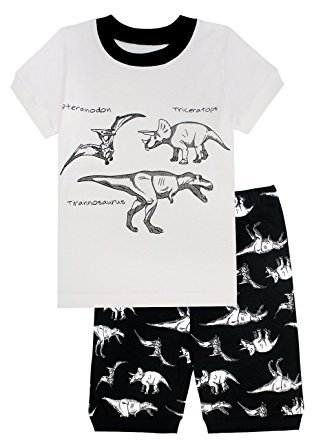 Boys Pajamas Dinosaur Kids Sleepwear Clothes Toddler 100% Cotton Short Sets