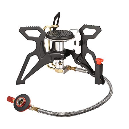 Andake Portable Camping Gas Stove, Energy Efficient Camping Stove, Super Stable & Wind-resistant, Foldable Backpack Cooker with Carry Bag