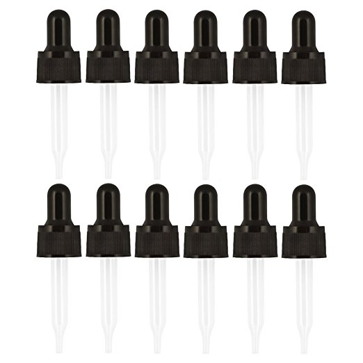 Year of Plenty Glass Eye Droppers for Essential Oils, Set of 12, Black - Compatible with doTERRA and Young Living 15ml Bottles (12)