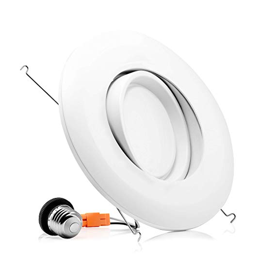 Parmida (1 Pack) 6 inch LED Adjustable Gimbal Downlight, Dimmable, 15W (120W Replacement), Rotatable Eyeball Retrofit Recessed Trim, 3000K (Soft White), 1060LM, Energy Star & ETL-Listed