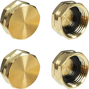 Hanobo 4 Pack Brass Garden Hose Female End Caps Garden Hose Connector End Cap with Washers