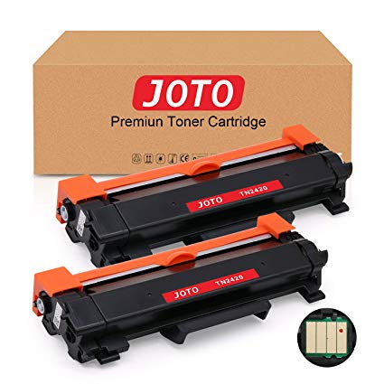 JOTO TN2420 Compatible Toner Cartridges Replacement TN 2420 TN 2410 for Brother HL-L2350DW, HL-L2375DW, MFC-L2710DW, DCP-L2530DW, DCP-L2510D, MFC-L2750DW, MFC-L2710DN, HL-L2310D, 2 Black (With Chip)