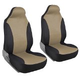 Front Pair of Bucket Seat Covers for Car - Rome Flat Cloth Black and Tan Two Tone