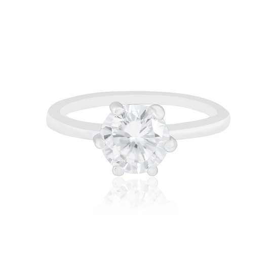 18k White Gold Plated Cubic Zirconia Round Solitaire Engagement Ring (2.35 carats)
