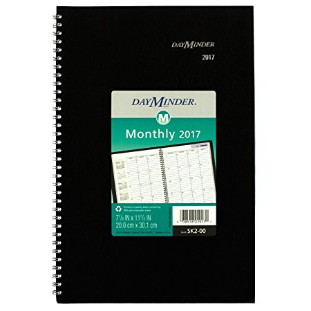 DayMinder Monthly Planner / Appointment Book 2017, 7-7/8 x 11 7/8", Black (SK2-00)