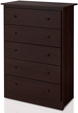 Giantex 5 Drawer Chest, Storage Dresser, Wooden Clothes Organizer Bedroom, Hallway, Entryway Furniture Large Storage Cabinet (Coffee)