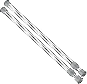 AIZESI Spring Tension Curtain Rod Short Tension Rod（Silver,16"-28"-2Pcs)