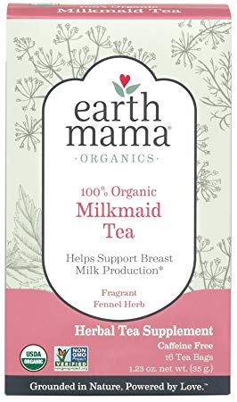 Earth Mama Organic Milkmaid Tea Bags for Breastfeeding and Breast Milk Support, 16-Count