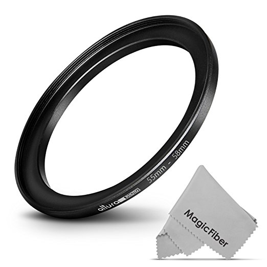 Altura Photo 55-58MM Step-Up Ring Adapter (55MM Lens to 58MM Filter or Accessory)   Premium MagicFiber Cleaning Cloth