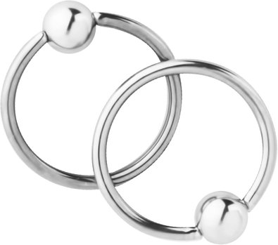 Pair of 2 Rings: 16g 7/16" Surgical Steel Captive Bead Hoop Barbell CBR Rings, 4 mm Balls