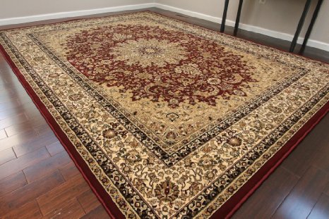 Dunes Traditional Isfahan High Density 1" Thick Wool 1.5 Million Point Persian Area Rug, 2' x 7', Burgundy