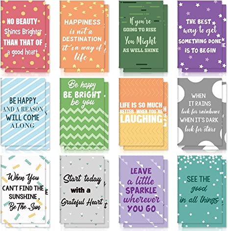 24 Pcs Mini Colorful Notebooks, Funny Motivational Journals Notepads Inspirational Notepads Small Pocket Notebook for Kids Teacher School Office Gift Bulk Prizes Travel Supplies(Positive Style)