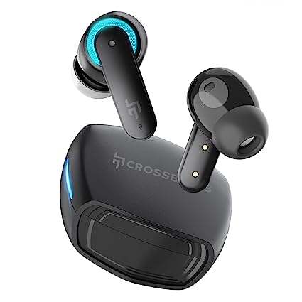 CrossBeats Fury Latest True Wireless Gaming Earbuds, 30ms Ultra Low Latency Noise Cancelling Bluetooth Earbuds with 6 Microphones, LHDC/AAC, Dual Modes RGB Light, 80hr Playtime, Fast Charge (Black)