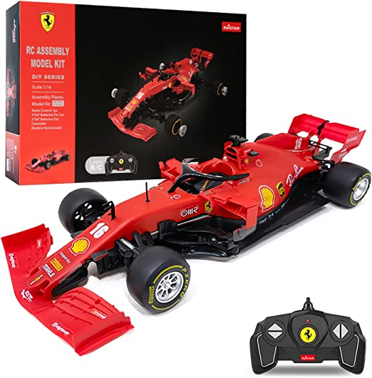 ZMZ Ferrari F1 1:16 Scale Large Size F1 RC Car, 2.4 GHZ RC Car Officially Licensed Ferrari SF1000 Building Model Car Kits, DIY Gift for Remote Control Car for Boys & Girls & Adult (65pcs Building kit)