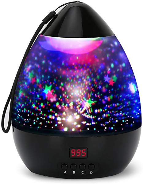 Sky Projector Lamp, Led Night Light for Kids with 8 Selectable Colors, Timer Range:5-995 Minutes, USB Cable Included, Automatically Declare Starry Sky Projector, Perfect Gift for Baby Party Indoor