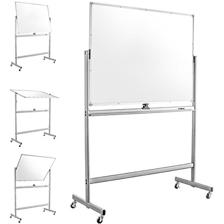 Mobile Dry Erase Magnetic Whiteboard--47"(W) x 36"(H) -- Double Sided with Easy Flip Feature