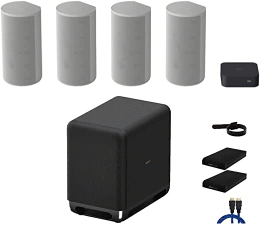 Sony HT-A9 7.1.4-Channel High-Performance Home Theater Speaker System with Sony SA-SW5 300W Wireless Subwoofer, Knox Gear Isolation Pads, 4K HDMI Cable (6-Feet) and Focus Cable Ties Bundle (5 Items)