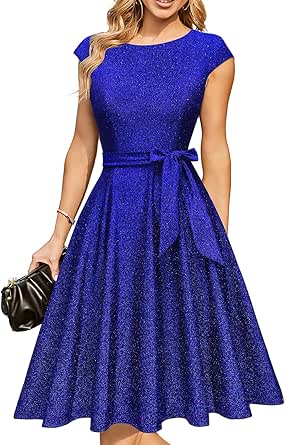 DRESSTELLS Women's Cocktail Dresses 2024 Formal Modest Wedding Guest Dress, Graduation Prom & Bridesmaid