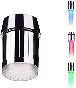 MUMENG 3 Colors Change Kitchen Water Tap Faucet RGB Glow Shower LED Faucet Light Temperature Control