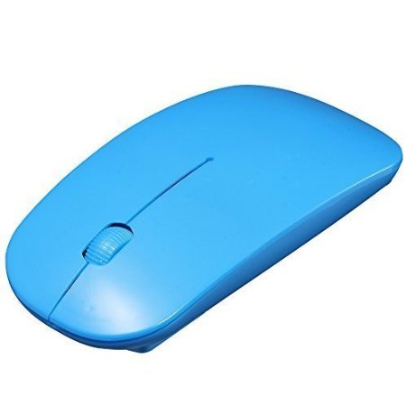 2016 Ultra Thin USB Optical Wireless Mouse 2.4G Receiver Super Slim Mouse For Computer PC Laptop Desktop Candy Color (blue)