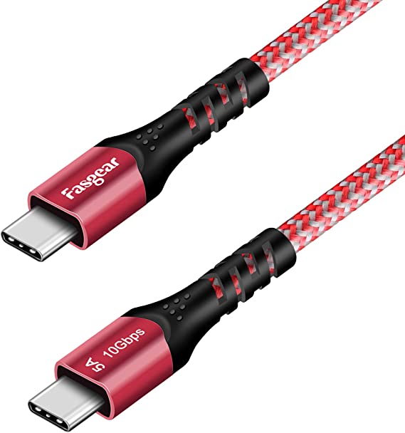 Fasgear USB C to USB C Cable, 1 Pack [10ft] USB 3.1 Type C Gen 2 Fast Charge Cable for Macbook Pro,100W 20V/5A Power Delivery, 10Gbps Data Transfer,4K@60Hz Video Output, Quest Link for Oculus,(3m,Red)