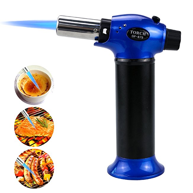 Kitchen Torch Lighter, TedGem Update Refillable Blow Torch Culinary Torch Cooking Torch Butane Torch Flame Lighter with Safety Lock Adjustable Temperature & Flame for Creme Brulee BBQ,Gas Not Included