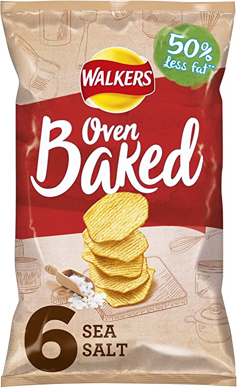 Walkers Baked Ready Salted, 25g (6 Pack)