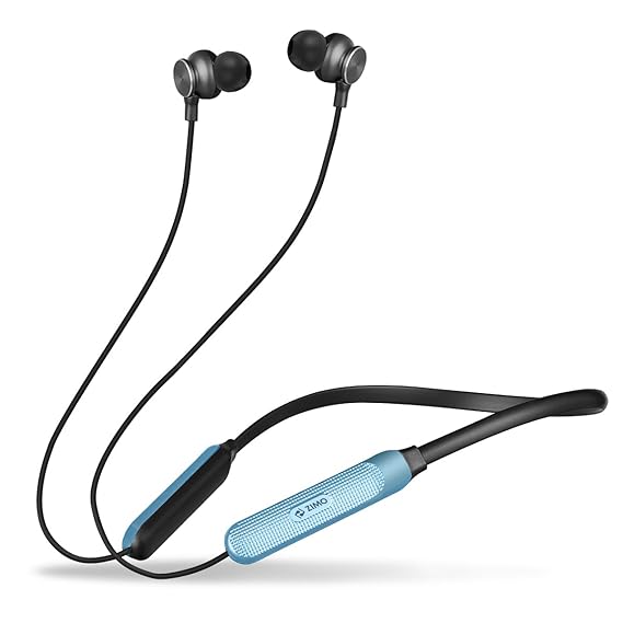 Zimo AeroFlex Bluetooth 5.2 Wireless in-Ear Headphones, 18Hrs Playtime, Deep Bass, HD Calls, Dual Device Pairing, Voice Assist, Type-C Fast Charge Wireless Neckband, IPX4 Water Resistant (Blue/Black)