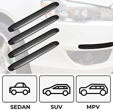 Universal Car Bumper Protector Rubber, Anti-Collision Front and Rear Rubber Strips for Car Bumpers Side, Not Easy to Fall Bumper Protector Trim Guard Strip for Sedan SUV MPV Pickup Truck (4 Pieces)