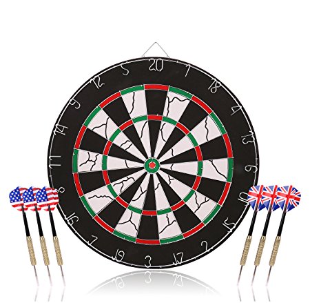 Dart board，Double-sided Core Bristle with 6 Brass Darts