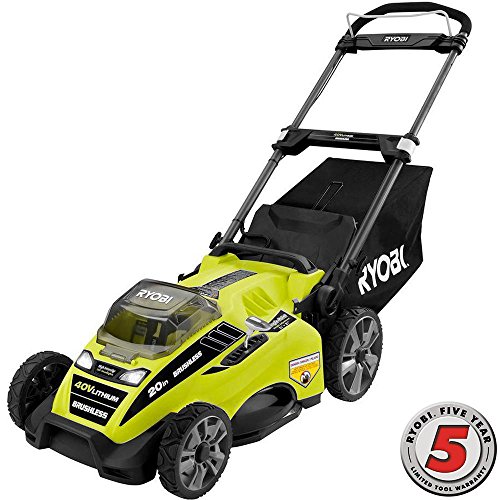 Ryobi RY40180 40V Brushless Lithium-Ion Cordless Electric Mower Kit, With 5.0Ah Battery, 19.88 " x  40.748 " x  22.677"