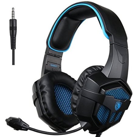 GT SADES SA807 3.5mm Wired Surround Stereo Multi-Platform PC Gaming Headsets Over Ear Headphones with Rotating Microphone Noise Canceling for Computer, PS4, Xbox one, Mac, Ipad and Ipod(black)