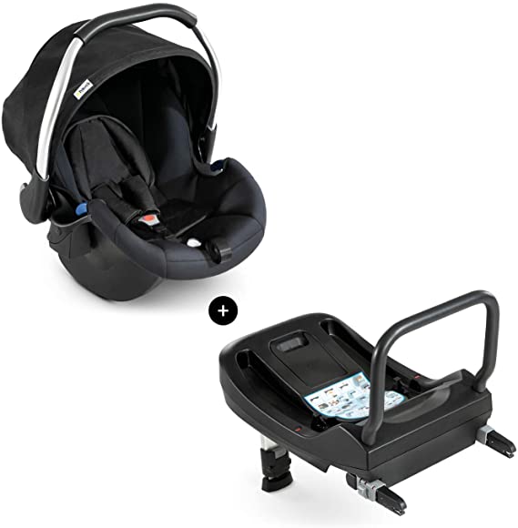 Hauck Comfort Fix Set, Lightweight Group 0 Car Seat with Isofix Base, ECE 44/04 from Birth to 13 kg, Side Impact Protection, Safety Indicators, Travel System, Black