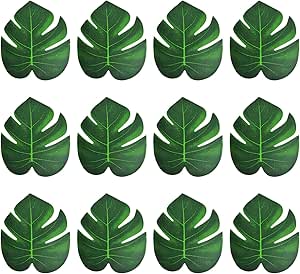 12Pcs Artificial Palm Leaves Fake Palm Leaves Decor Leaf Table Runner Palm Leaves Party Decorations M