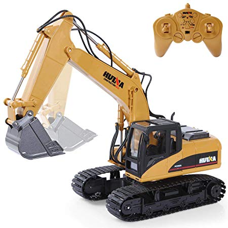 SGILE Remote Control Excavator Toy, 1:14 Crawler Tractor Construction Vehicle Toy, 2.4Ghz 15 Channel Full Function Tractor Toy for Kids Boys and Girls