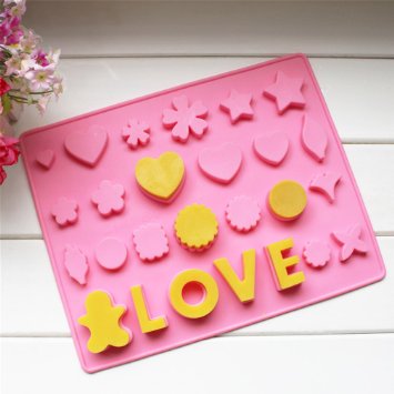 Yunko Bakeware LOVE Heart Star Silicone Muffin Tray Candy Cupcake Jelly Mold Baking Pan 26 Cells