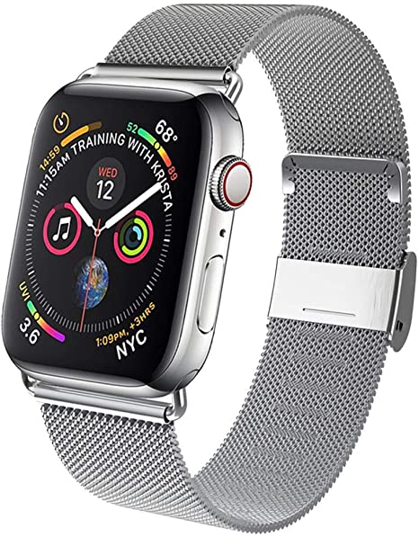 GBPOOT Band Compatible with Apple Watch Band 38mm 40mm 42mm 44mm, Wristband Loop Replacement Band for Iwatch Series 6/SE/5/4/3/2/1,Silver,38mm/40mm