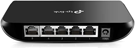 TP-Link - TL-SG1005D 5 Port Gigabit Ethernet Network Switch | Plug and Play | Desktop or Wall-Mounting | Plastic Case Ethernet Splitter | Fanless | Traffic Optimization | Unmanaged (TL-SG1005D) Black