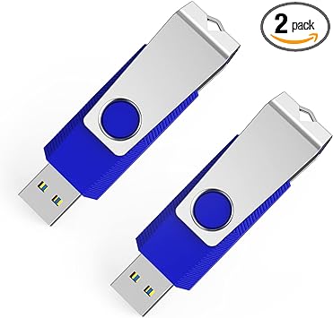 Aiibe 128GB Flash Drive 3.0 2 Pack 128GB USB 3.0 Thumb Drive USB Drive 128GB USB Flash Drives Zip Drive Memory Stick Jump Drive with Keychain (128G, Blue)