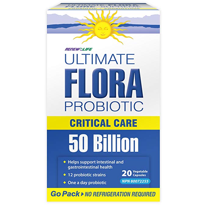 Renew Life Ultimate Flora Critical Care Go Pack, Probiotic, 50 Billion Capsule, 20 Count