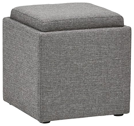 Rivet Ross Tweed Modern Lift-Top Storage Ottoman, 18"W, Grey Storm