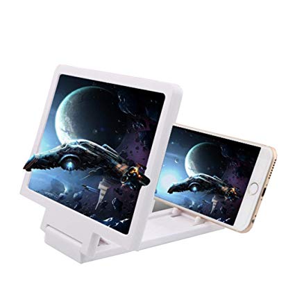 Voberry New Mobile Phone Screen Magnifier 3D Video Screen Amplifier Folding Enlarged Expander Stand (White)