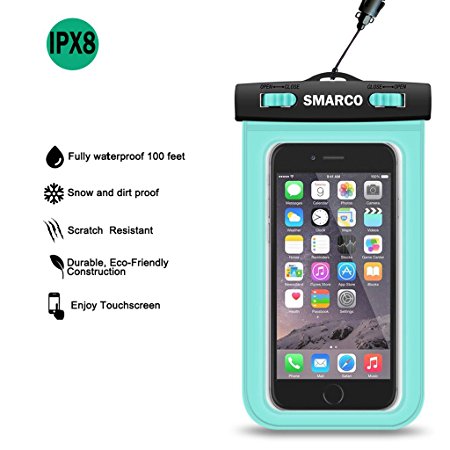 [IPX8 Certified]SMARCO PVC Universal Water Proof Dry Bag, Smart Phone Pouch, Cell Phone Case, for Apple iPhone 6S 6,6S Plus, 5SE, Samsung Galaxy S7, S6, HTC LG Sony Nokia Motorola up to 6.0" diagonal