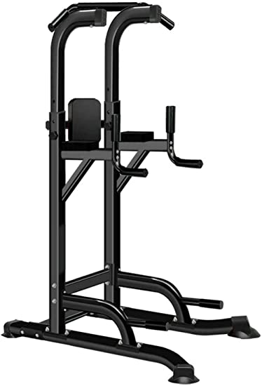 MAXSTRENGTH Multi gym pull up station power tower pull up and dip station workout tower dip bars dip station Vertical Knee Raise Pull Chin Push Up Workout Fitness Black