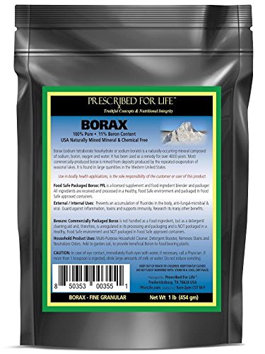 Borax - All Natural Sodium Borate 10 mol Mineral Powder, 1 lb