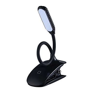 Clip Reading Lamp, LightsGoal LED Book Lights, Touch Switch Portable Light, USB Rechargeable 3 Levels Dimmable Desk Lamp with Non-slip Base