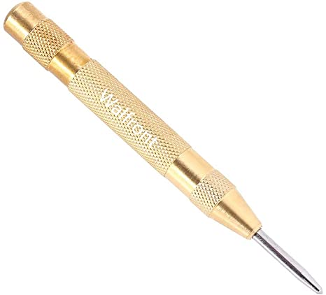Automatic Center Punch Tool with HSS Tip Spring Loaded Brass Body (Yellow)