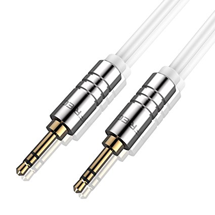 FRiEQ 3.5mm Male To Male Car and Home Stereo TPE Cable Audio Cable (4 Feet/1.2M) Fits Over Tablet & Smart Phone Cases For Apple iPad, iPhone, iPod, Samsung, Android, MP3 Players - White (Plug will be Fully Seated with Phone Case On)