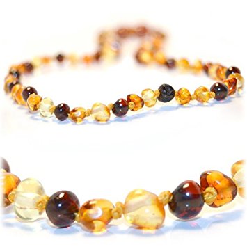 The Art of Cure Original Premium Baltic Amber Teething Necklace (mixed colors) - 12.5 Inches